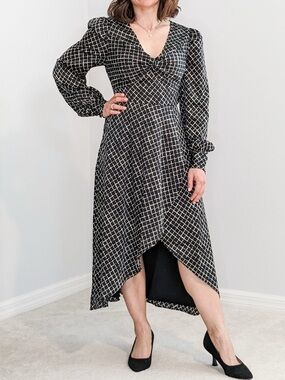 EXPRESS Geometric Twist Front High Low Dress